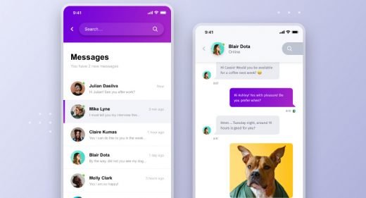 Chat app mobile template for XD