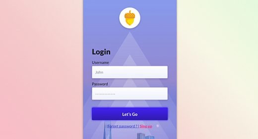 City login screen mobile template