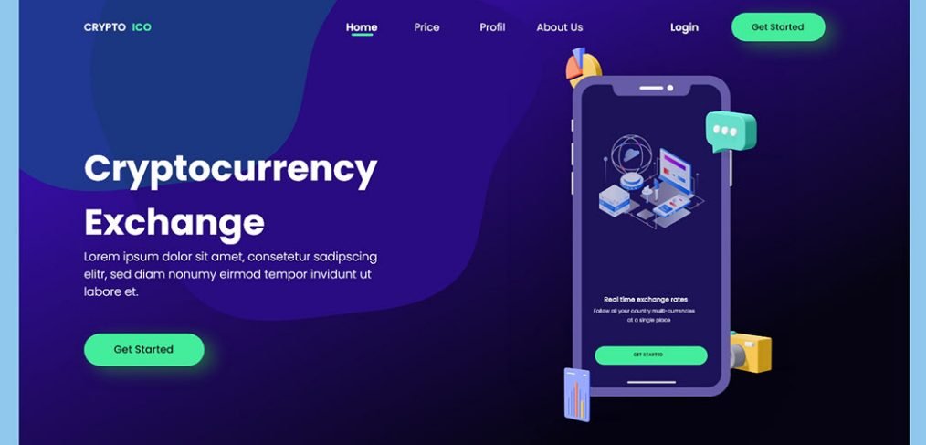 Crypto free Adobe XD landing page