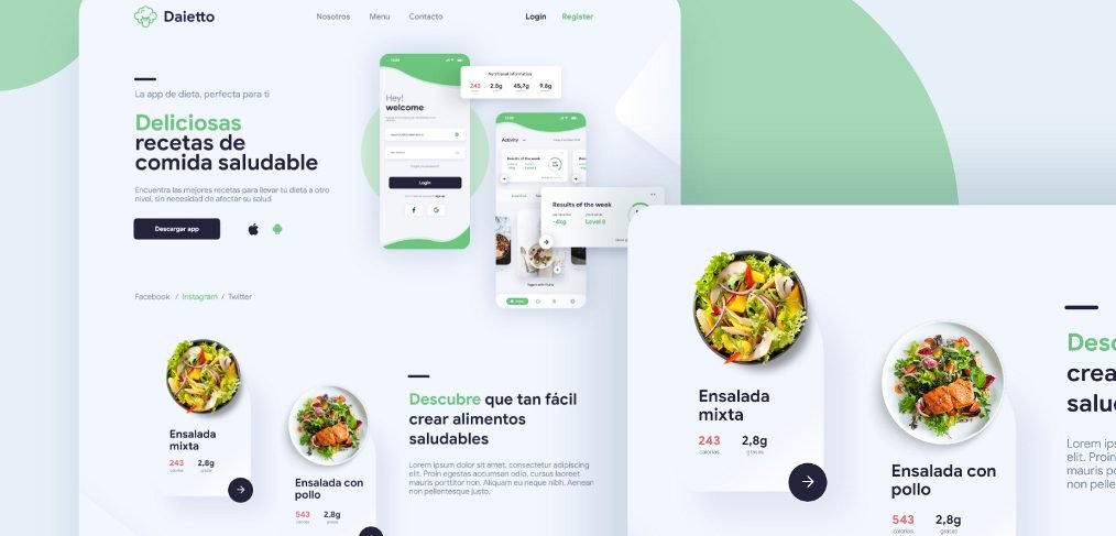 Daietto - Healthy food XD landing template