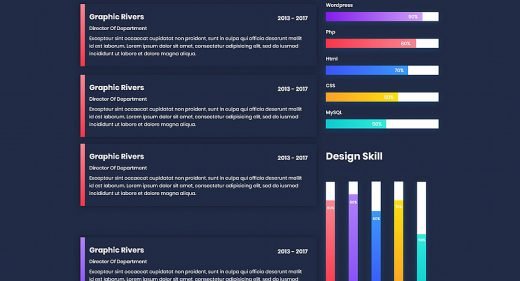 Dark CV resume template for XD