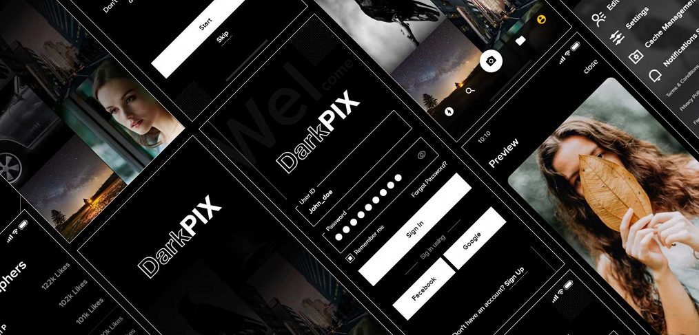 DarkPIX free stock images XD UI kit