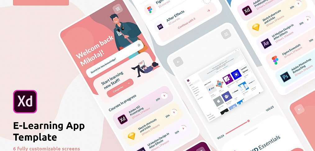 E-learning free XD UI kit