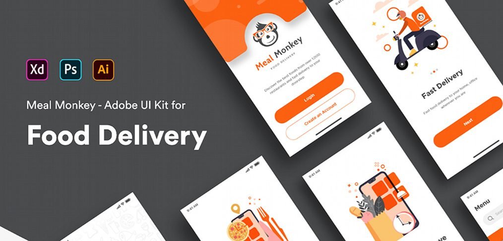 Food delivery iOS XD app template