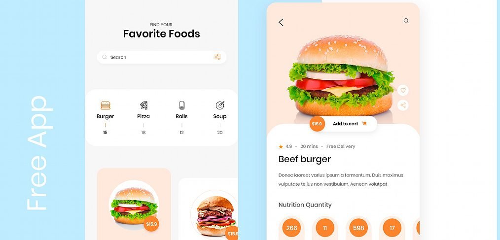 Food mobile app concept for XD