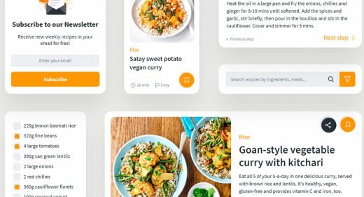 Food UI components for XD