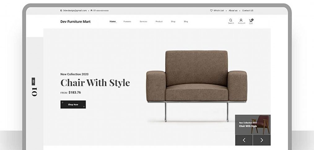 Furniture ecommerce XD template