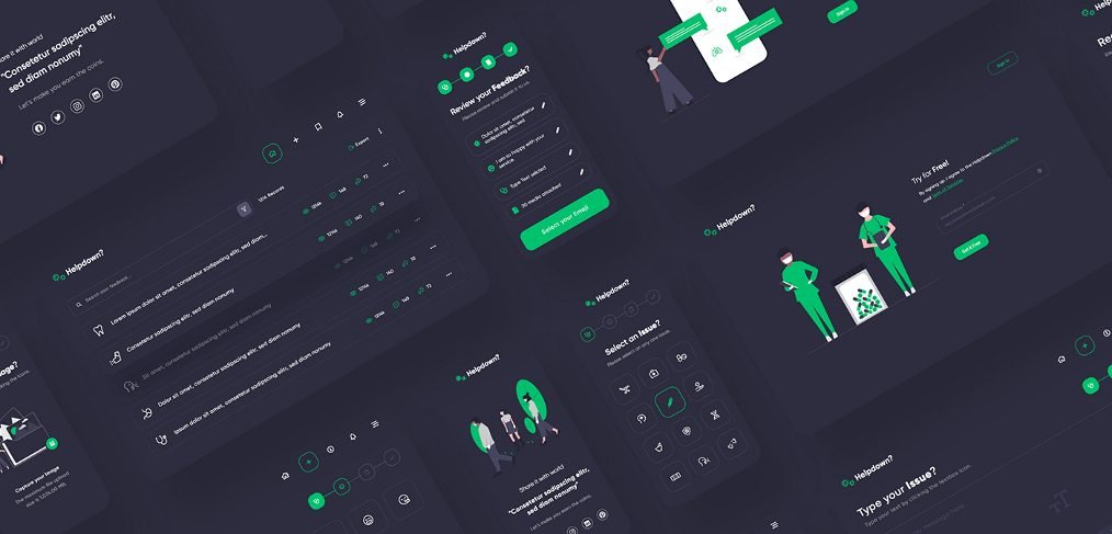 Helpdown free app dashboard XD UI kit