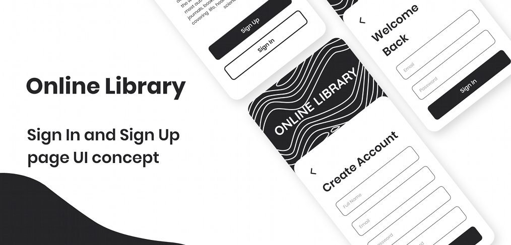 Library login/signup XD wireframe