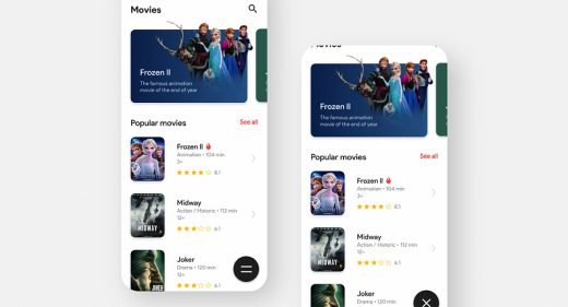 Movie app sliding menu & animation