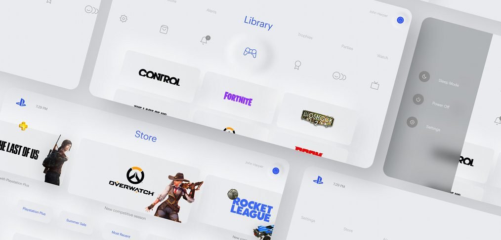 Playstation UI neumorphism concept