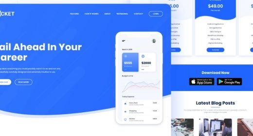 Pocket app landing page template