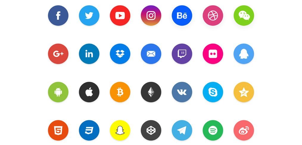 Social share XD icons set