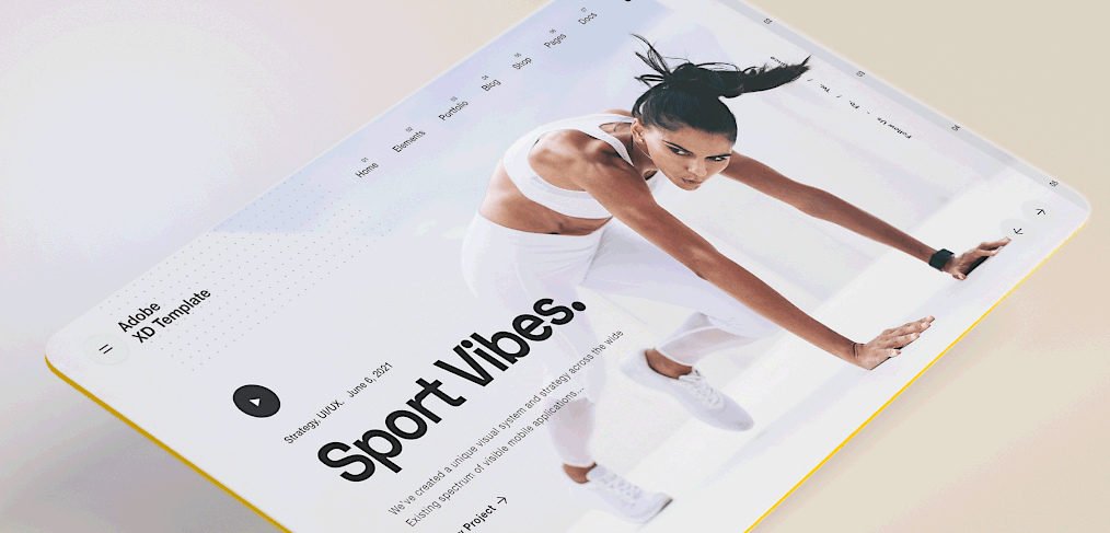 Sport vibes XD homepage templates