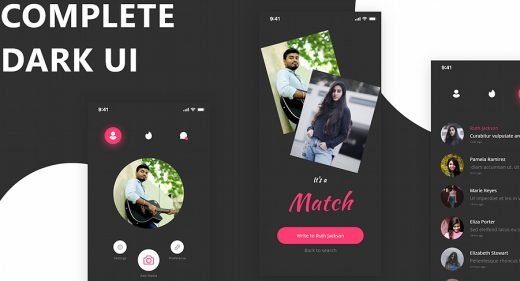 Tinder XD Dark Redesign template