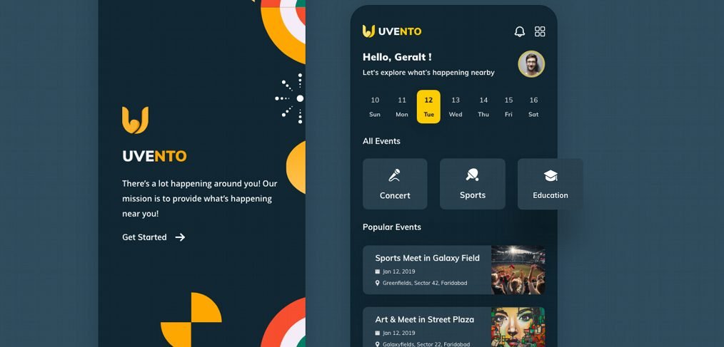 Uvento - Event app XD template