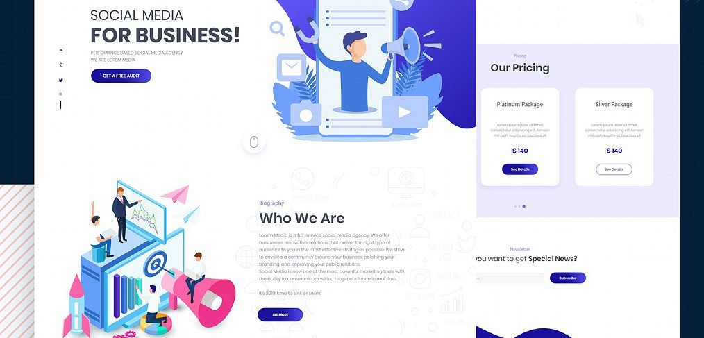 XD marketing website template