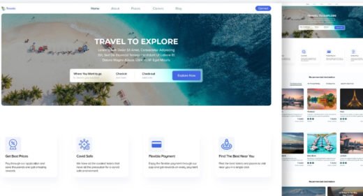 XD new travel website template
