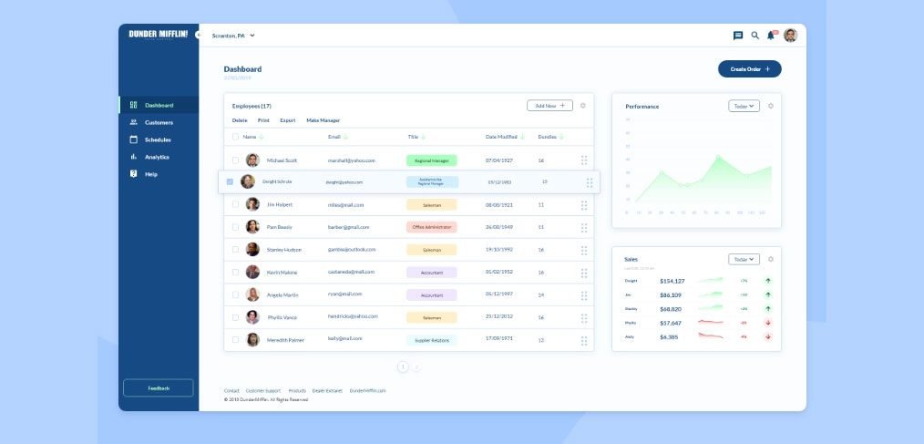 XD simple dashboard template